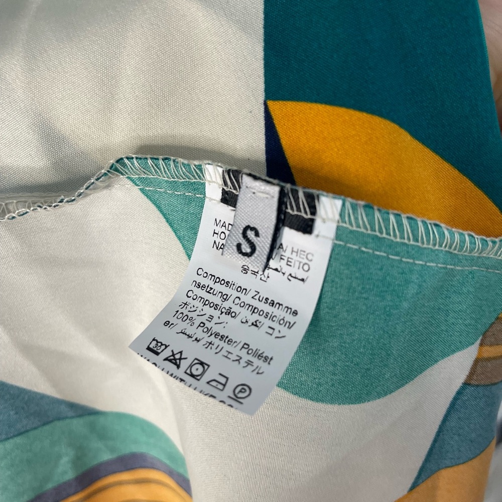 Hapsho Geometric Camisole Tank Top White Green Orange - Picture 4 of 5